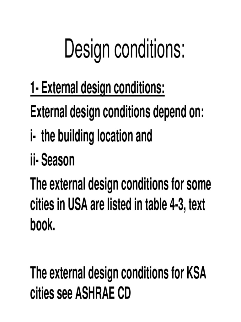 Design Conditions for HVAC Systems | PDF | Ventilation (Architecture ...