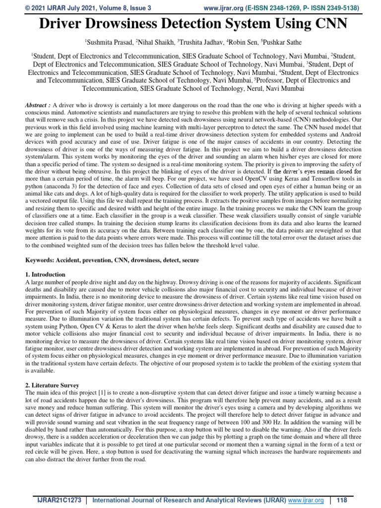 Driver Drowsiness Detection Using CNN | PDF | Computer Programming ...