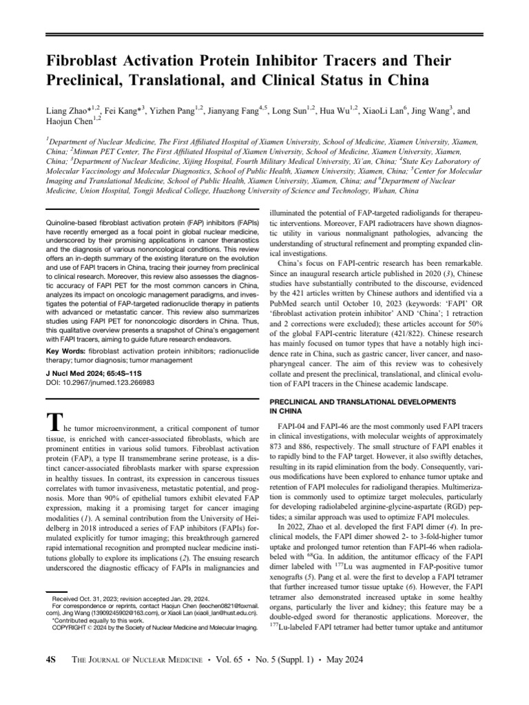 FAPI Tracers in Cancer Research in China | PDF | Metastasis | Positron ...