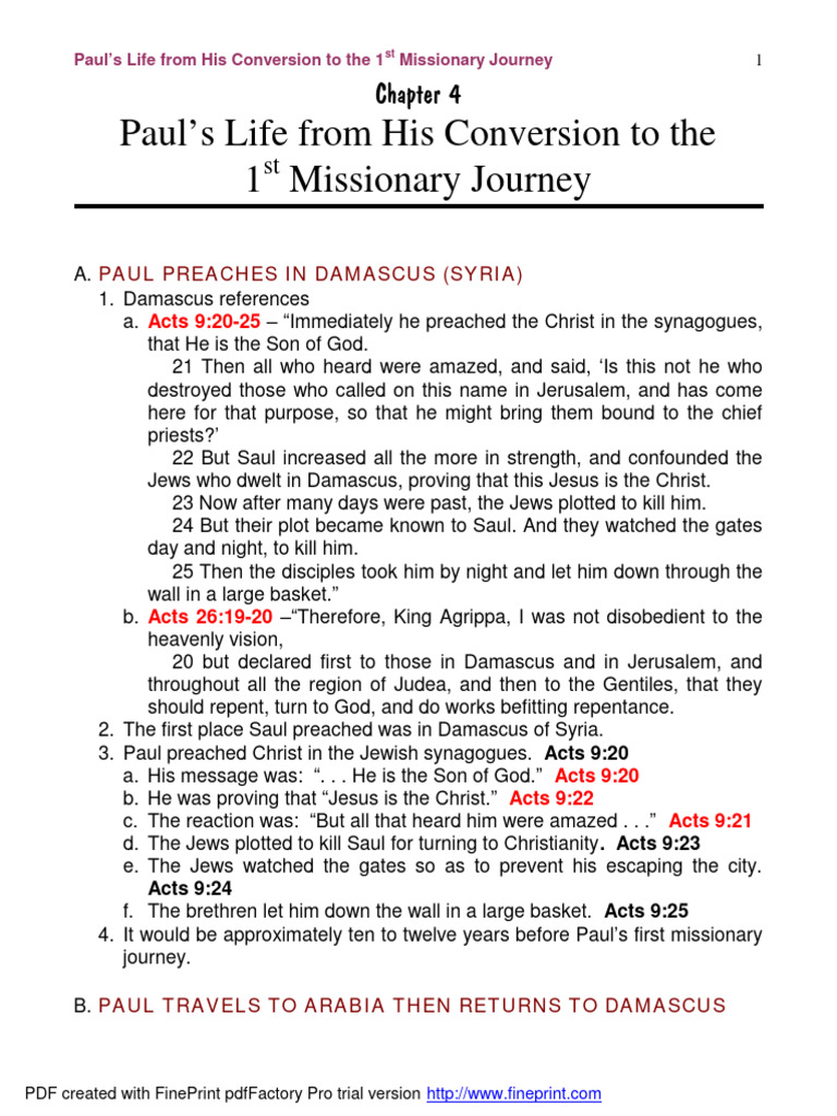 Paul's Early Ministry Journey | PDF | Paul The Apostle | Acts Of The ...