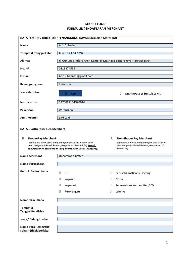 Shopeefood merchant registration form pdf
