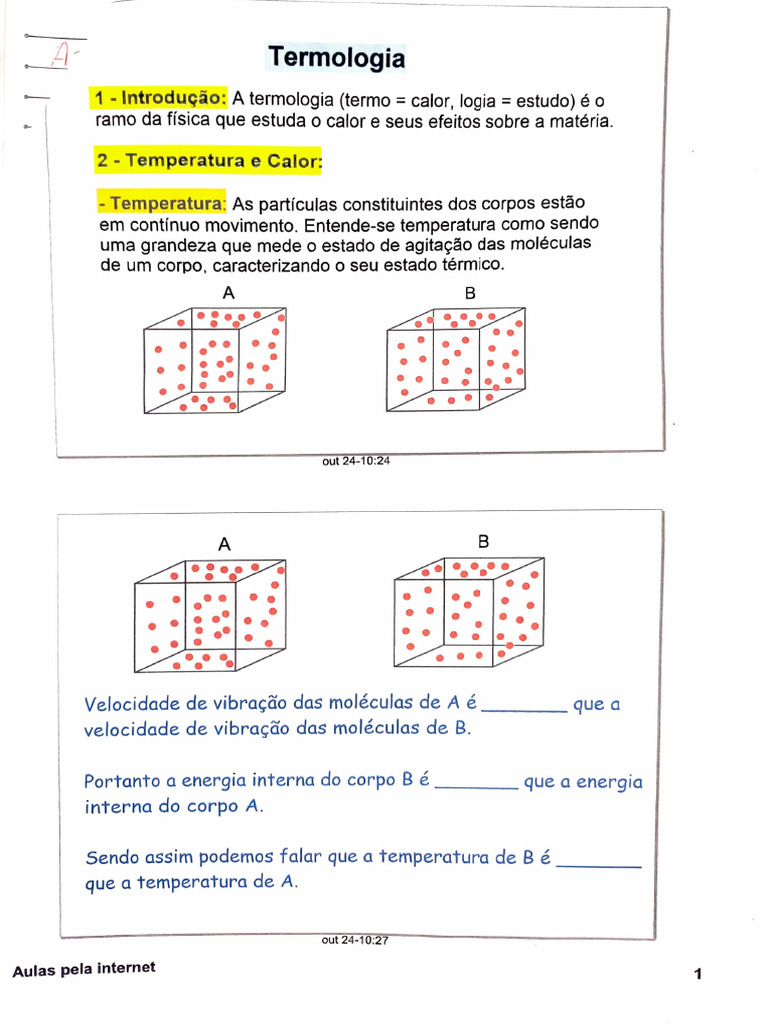 Termologia Atividade e Assunto | PDF | Temperatura | Calor