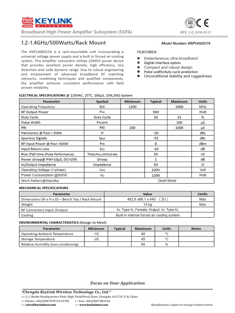 KeyLink Amplifier Subsystem KNP1300S57A | PDF | Amplifier | Electrical ...