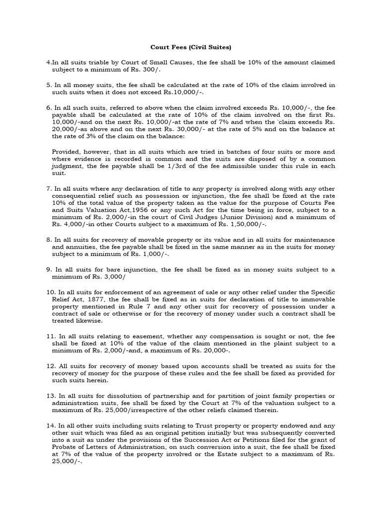 Court Fees | PDF | Lawsuit | Probate