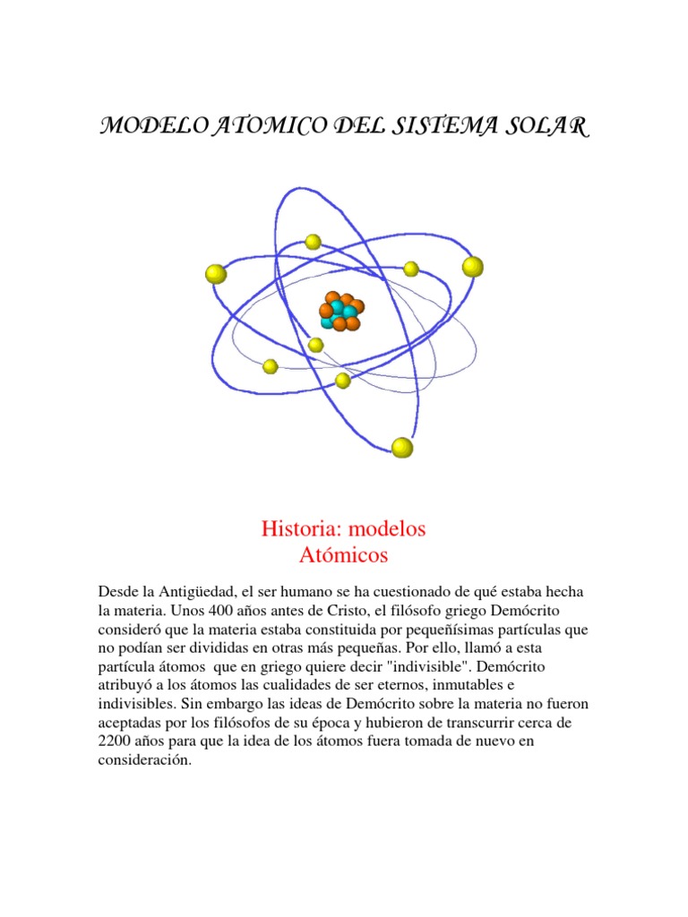 Modelo Atomico Del Sistema Solar | PDF | Átomos | Núcleo atómico