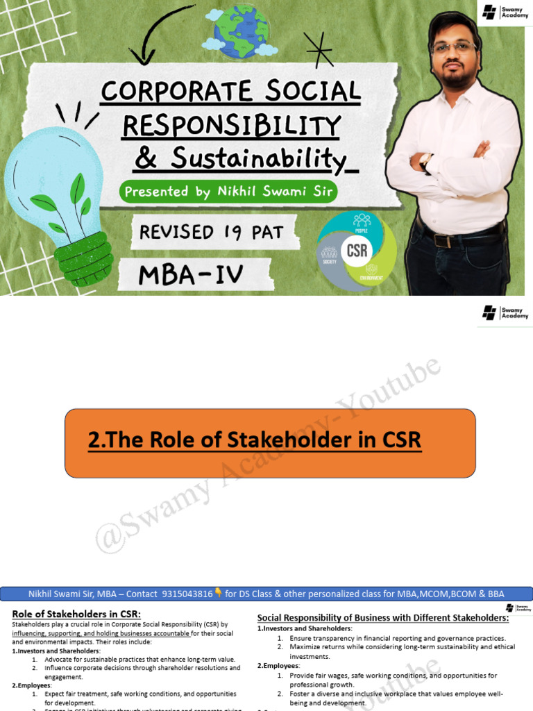 Stakeholder Influence in CSR Practices | PDF | Corporate Social ...