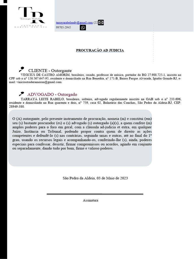 Procuração Visual Law Ta Justificado Agora | PDF | Advogado | Direito Comum