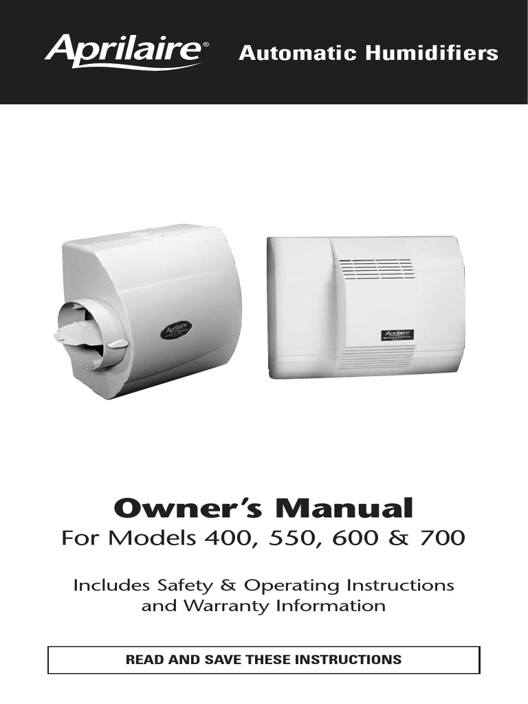 Aprilaire Humidifier Model 600 Owners Manual Obs PDF Humidity