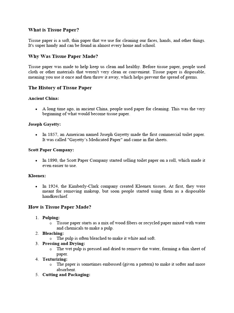History of Tissue Paper Evolution | PDF | Paper | Pulp (Paper)