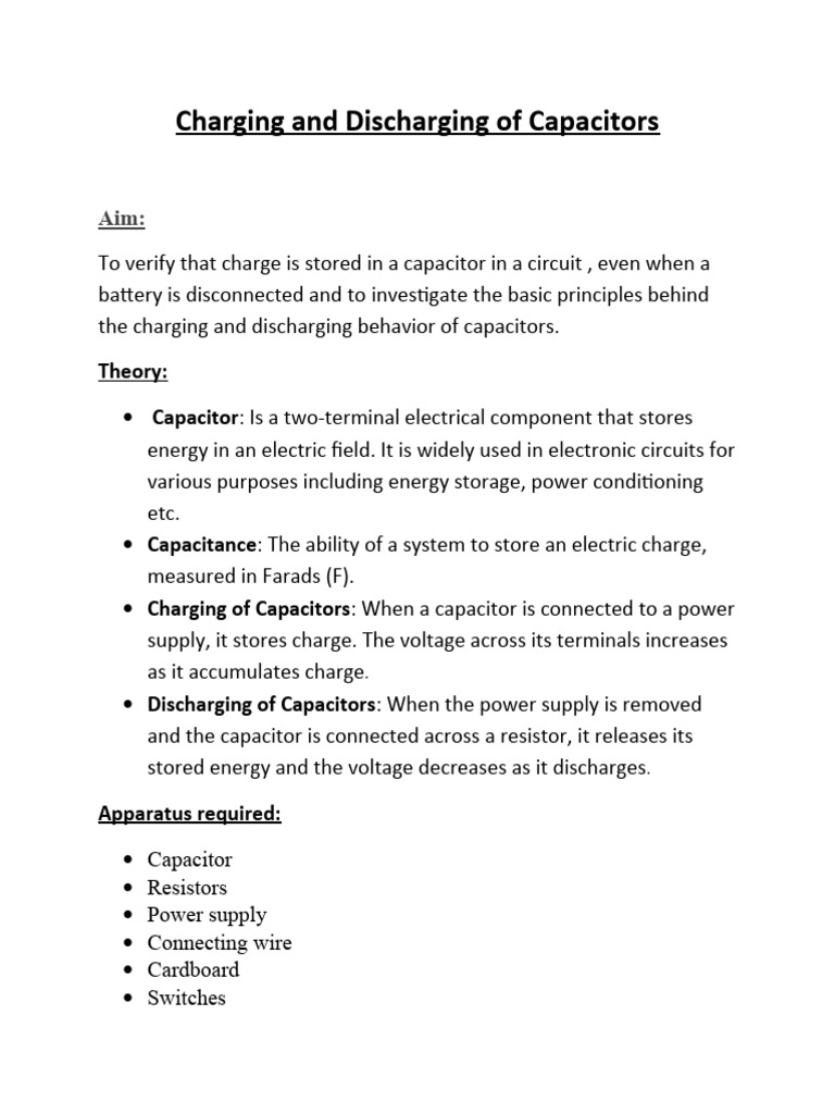 Charging and Discharging of Capacitors Final | PDF | Science & Mathematics