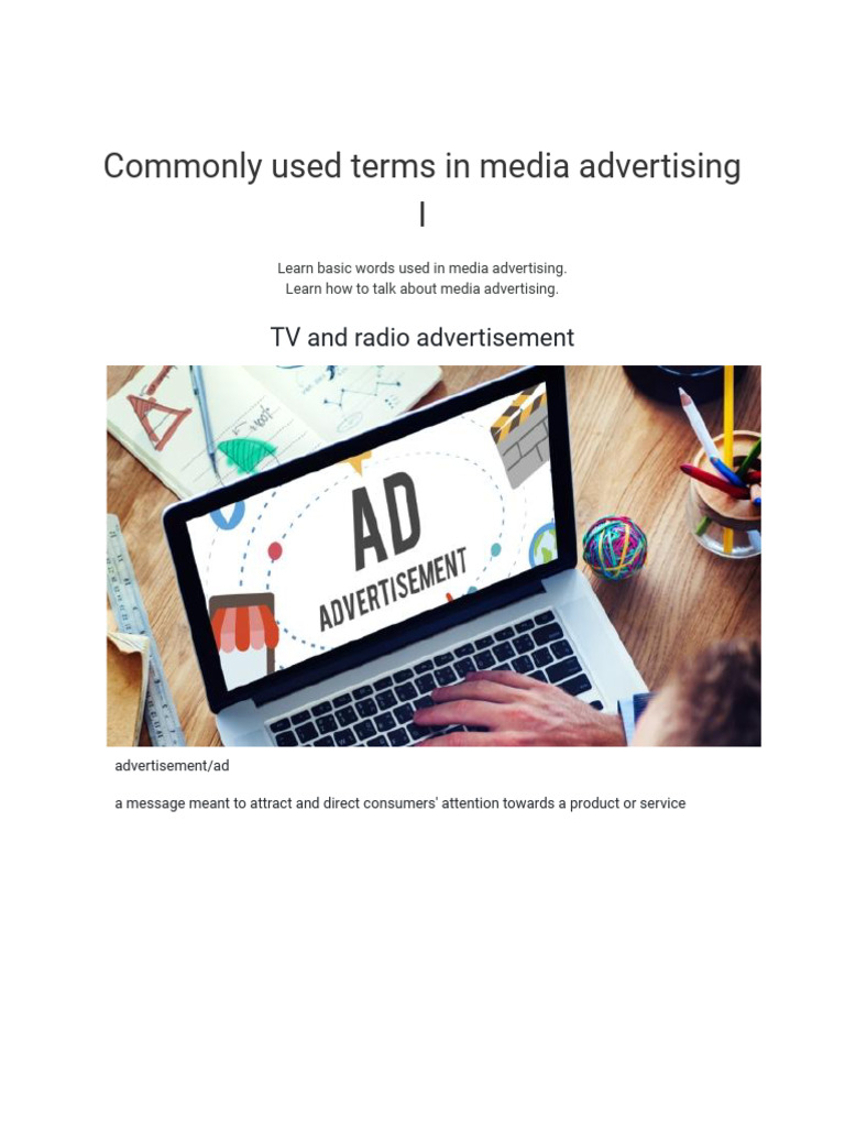 Commonly Used Terms in Media Advertising I | PDF | Business | Social ...