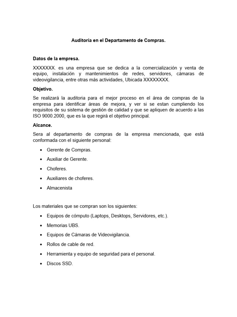 Auditoría del Proceso de Compras ISO 9000 | PDF | Auditoría | Contralor