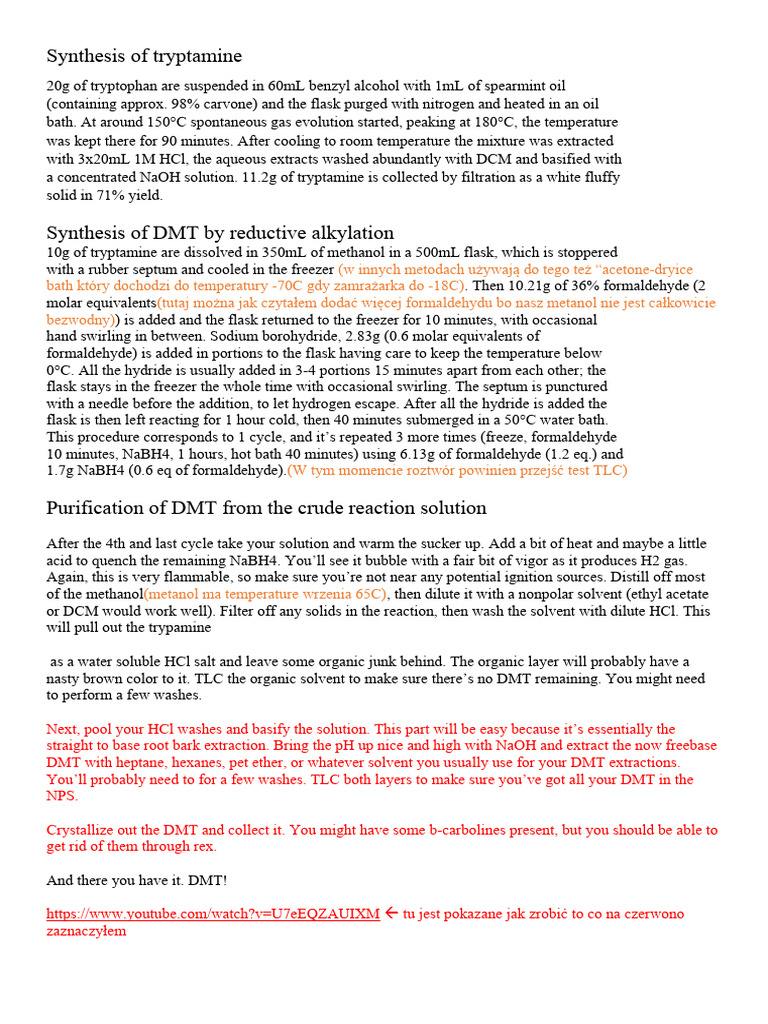 DMT Synthesis and Extraction Guide | PDF | Solvent | Thin Layer ...