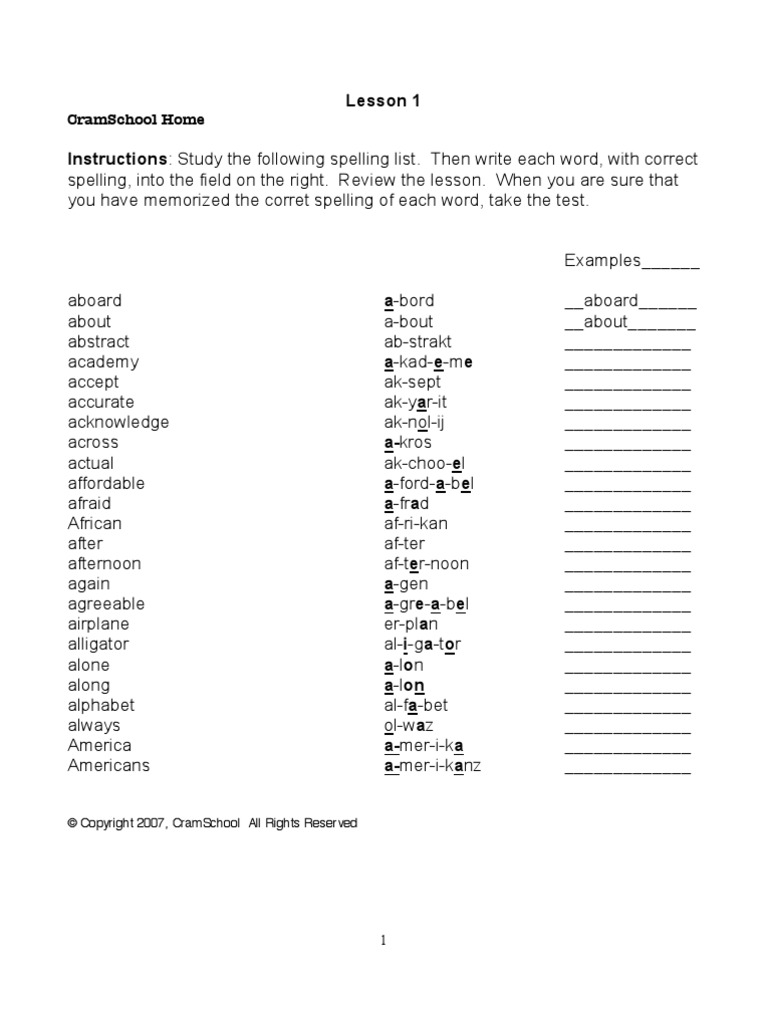 Spelling1 4 | PDF | Philology | Language Arts & Discipline