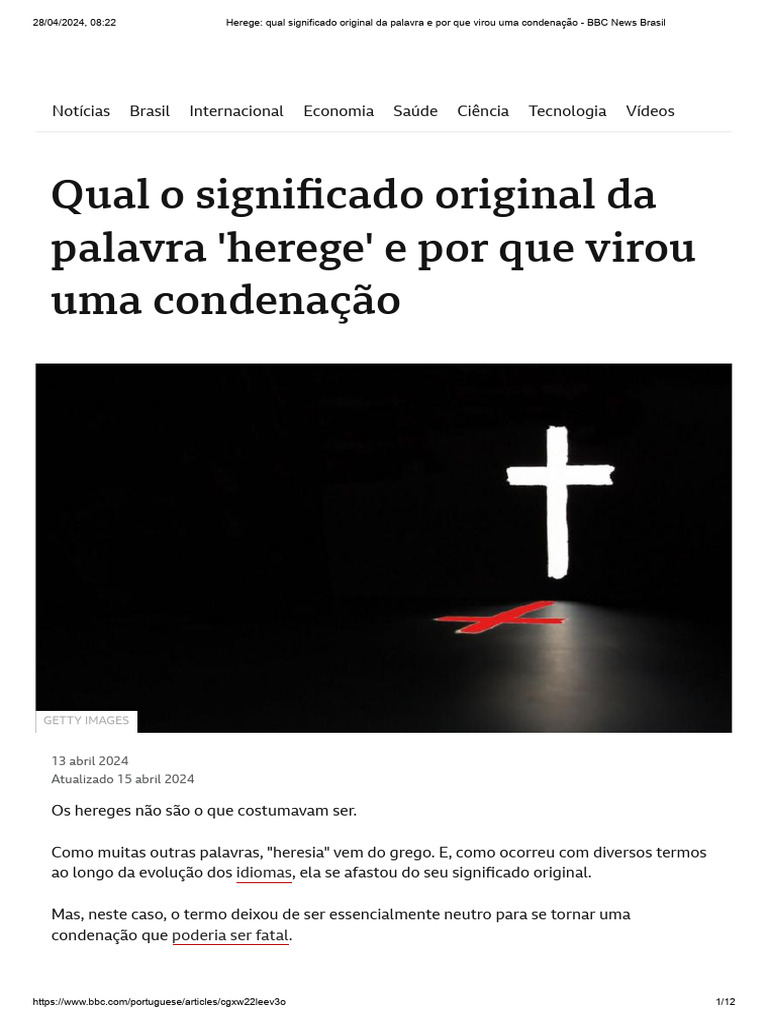 Significado e Evolução do Herege | PDF | Heresia | Igreja católica