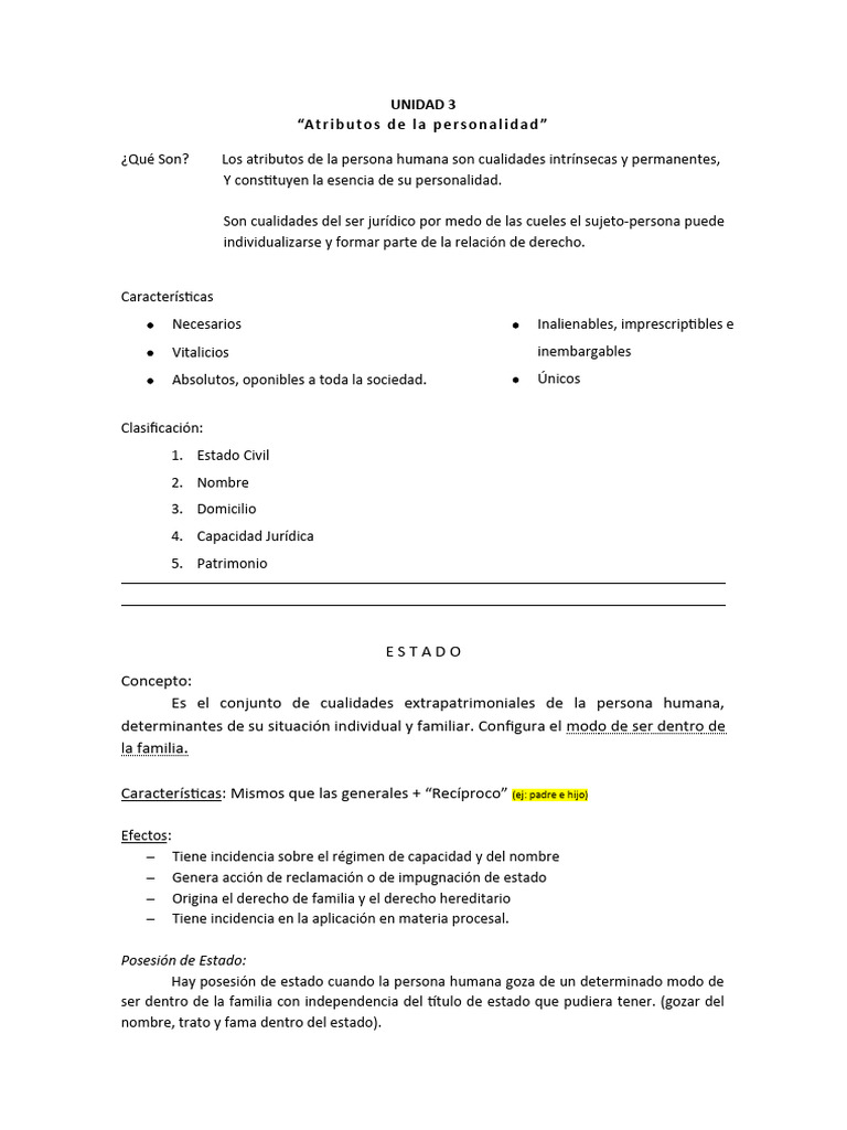 UNIDAD 3 - Atributos de La Personalidad | PDF | Domicilio (Ley) | Menor ...