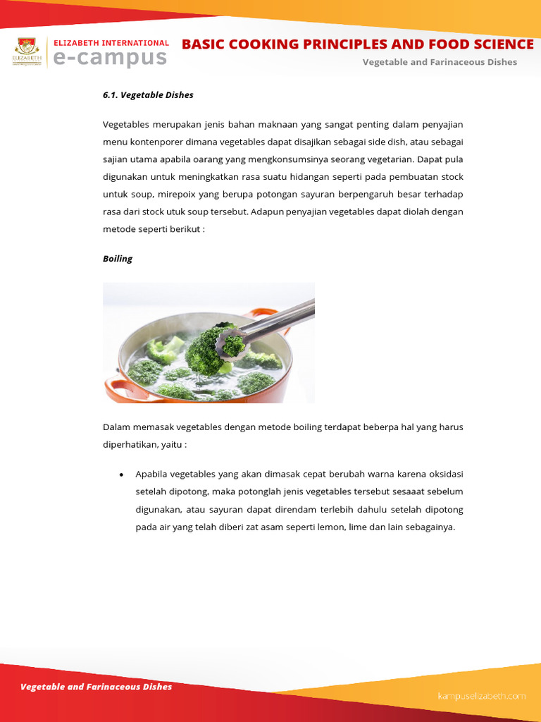 ECampus BCPFS Module+6+Vegetable+Dishes | PDF