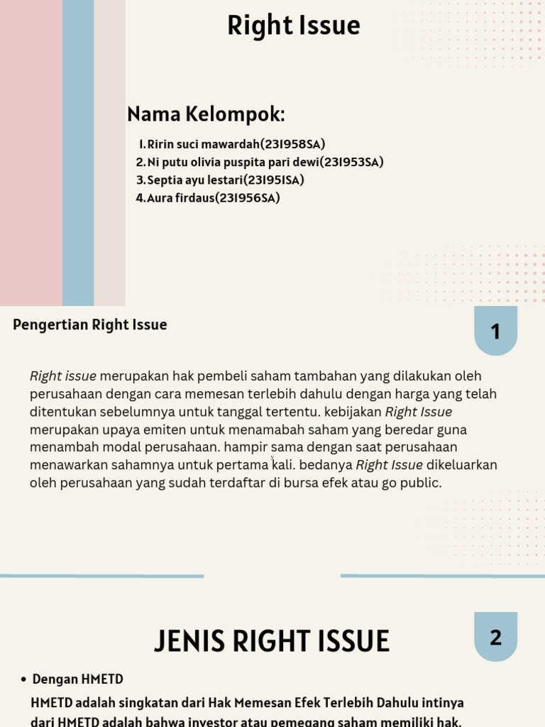 Pengertian dan Tujuan Right Issue | PDF | Bisnis | Pengelolaan Keuangan ...