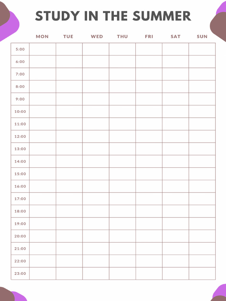 Minimal Study Timetable Planner | PDF