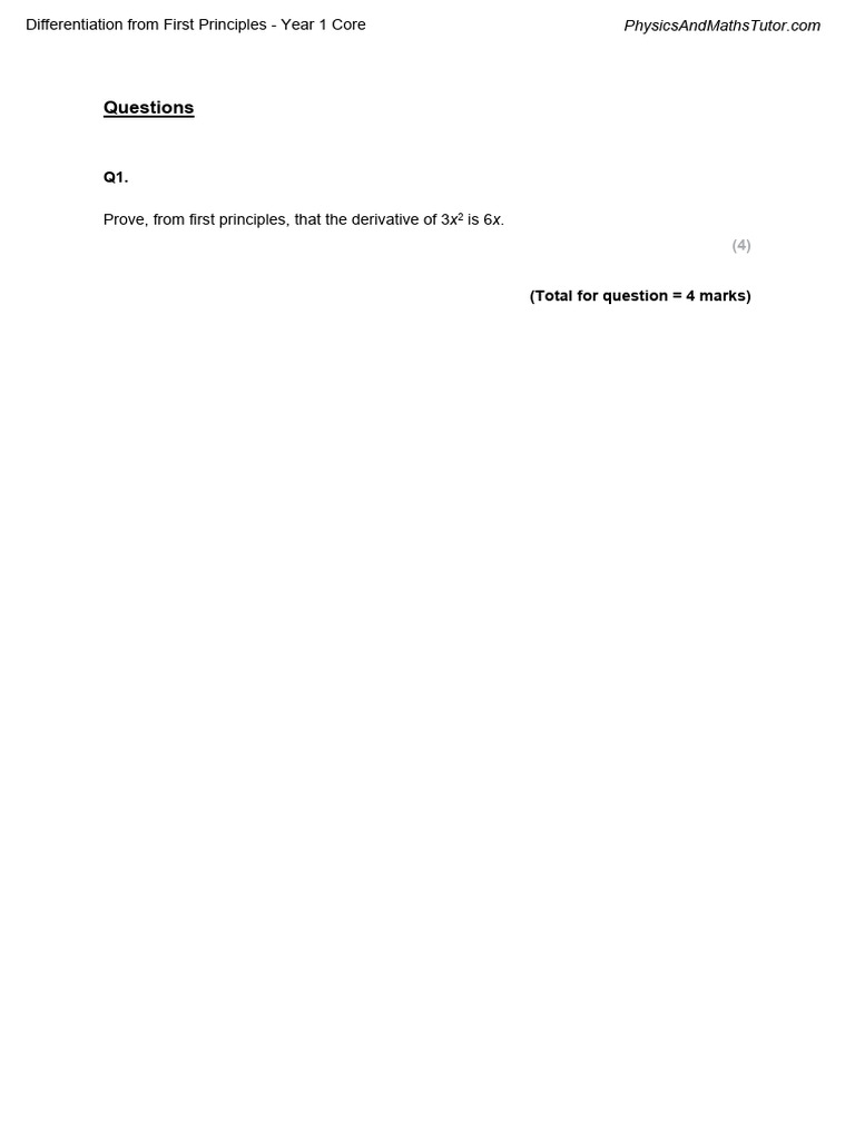 First Principles of Differentiation Q&A | PDF | Derivative | Gradient