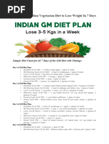 GM - The Fastest Indian Vegetarian Diet To Lose Weight in 7 Days
