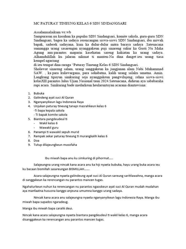 Mc Acara Perpisahan Kelas 6 Bhs Sunda Pdf