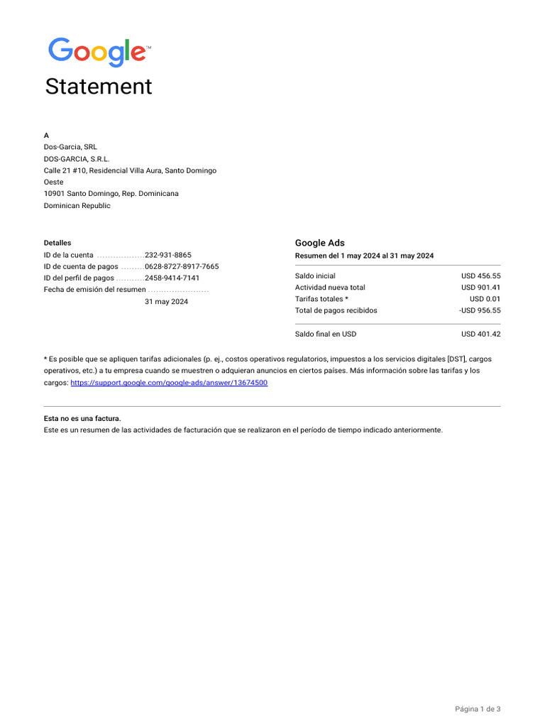 Statement: Google Ads | PDF | Organizaciones de recuperación de ...
