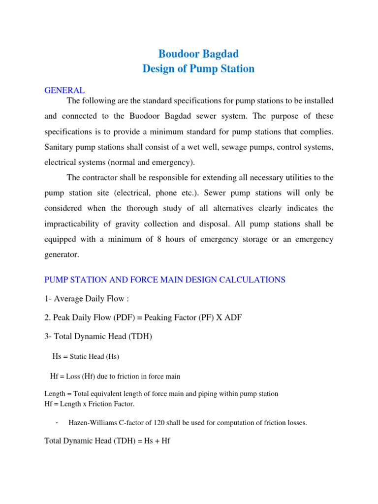 Boudoor Pump Station Design Specifications | PDF | Pumping Station | Pump
