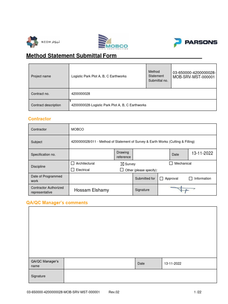 MST for Earthwork - Premoblization Report-Pre Blasting Report- Mobco ...