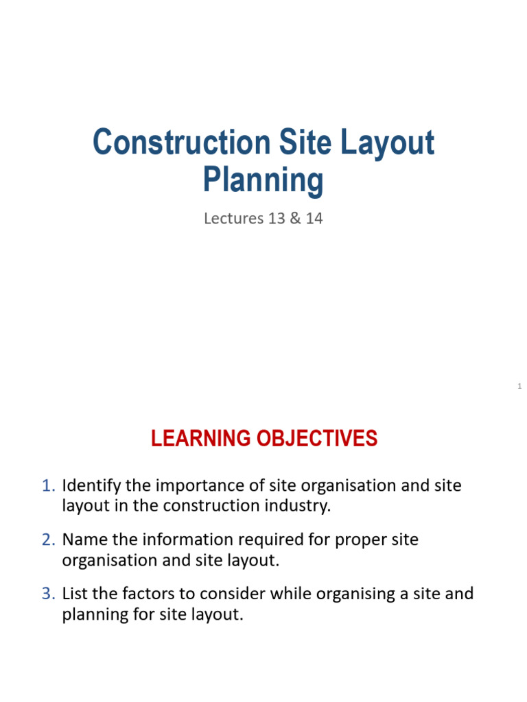 Construction Site Layout Planning Guide | PDF | Crane (Machine) | Warehouse