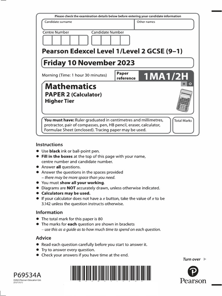 Edexcel Maths Gcse Nov 2023