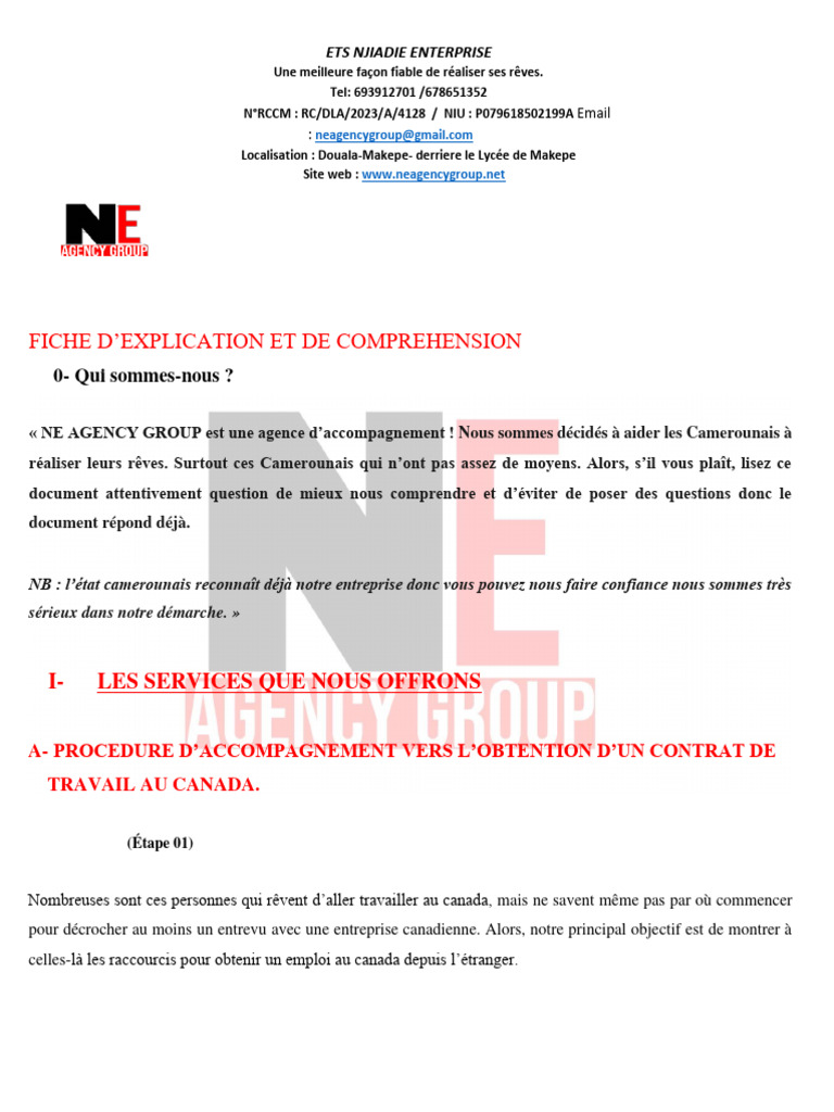 Accompagnement pour emploi au Canada | PDF | Visa (Document) | Canada