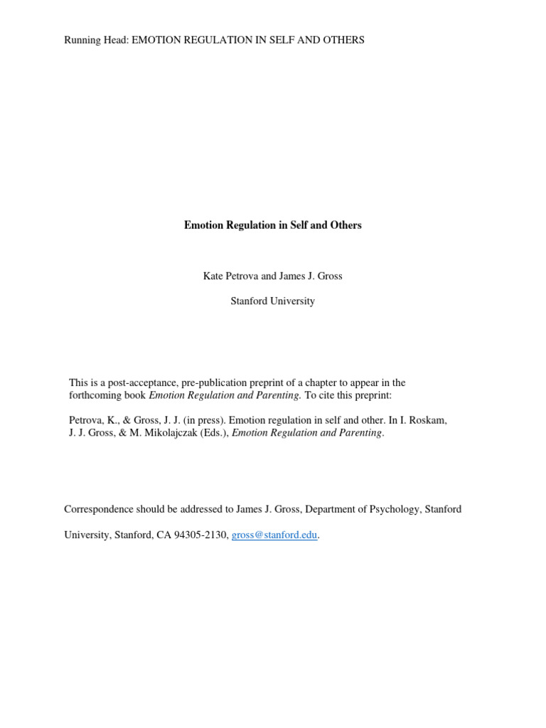 Emotion Regulation in Parenting Contexts | PDF | Emotions | Emotional ...