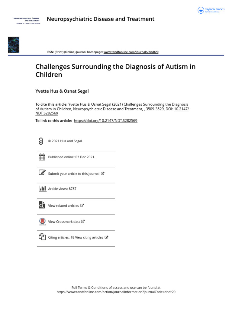 2021, Challenges Surrounding The Diagnosis of Autism in Children ...