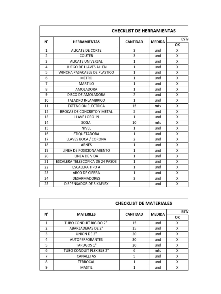 Check List | Descargar gratis PDF | Metalurgia | Mecanizado