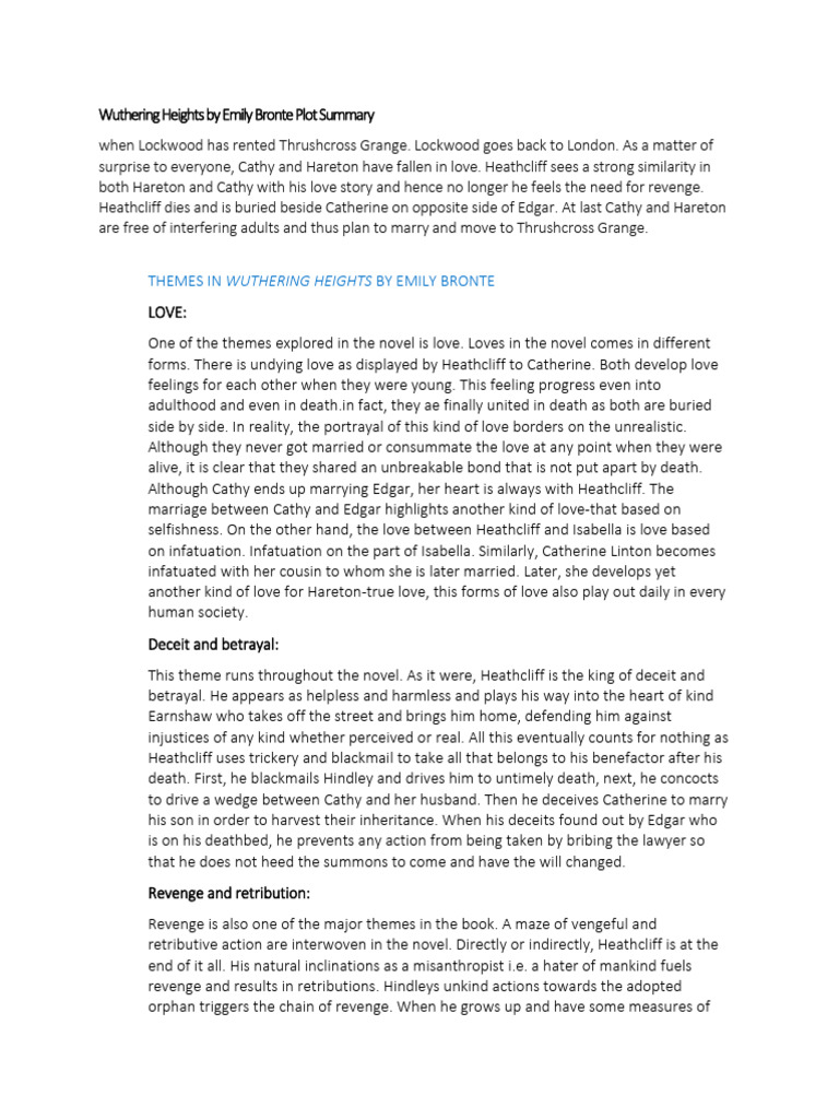 WUTHERING HEIGHTS BY EMILY BRONTE SHORT SUMMARY visual data 3