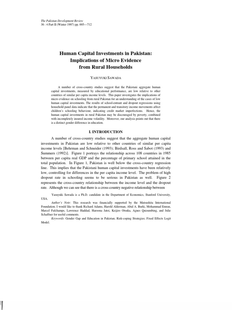 Human Capital in Rural Pakistan: Insights | PDF | Human Capital | Poverty
