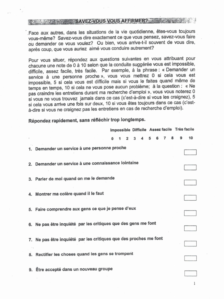 Test affirmation de soi pdf