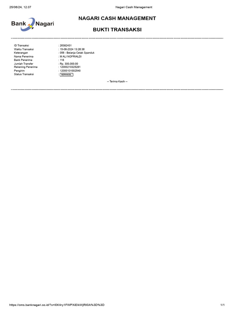 Nagari Cash Management Spanduk | PDF