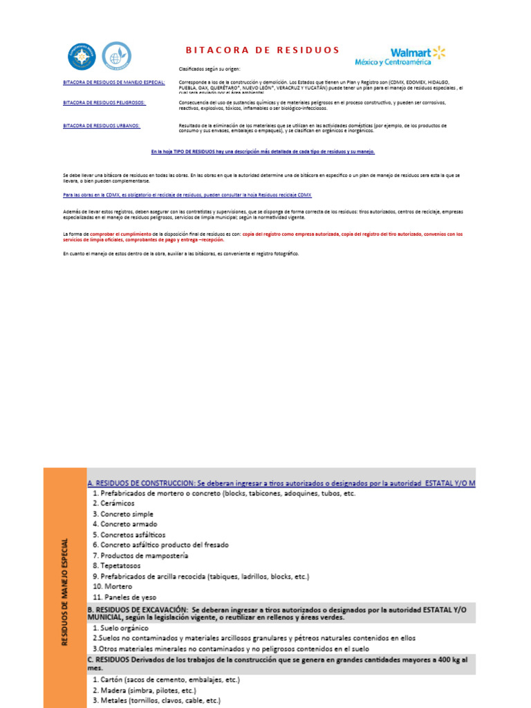 Bitacora de residuos 2023 8 2 descargar gratis pdf residuos