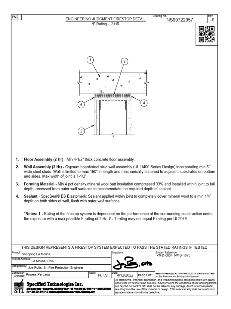 Firestop System Design Details | PDF | Drywall | Building Engineering