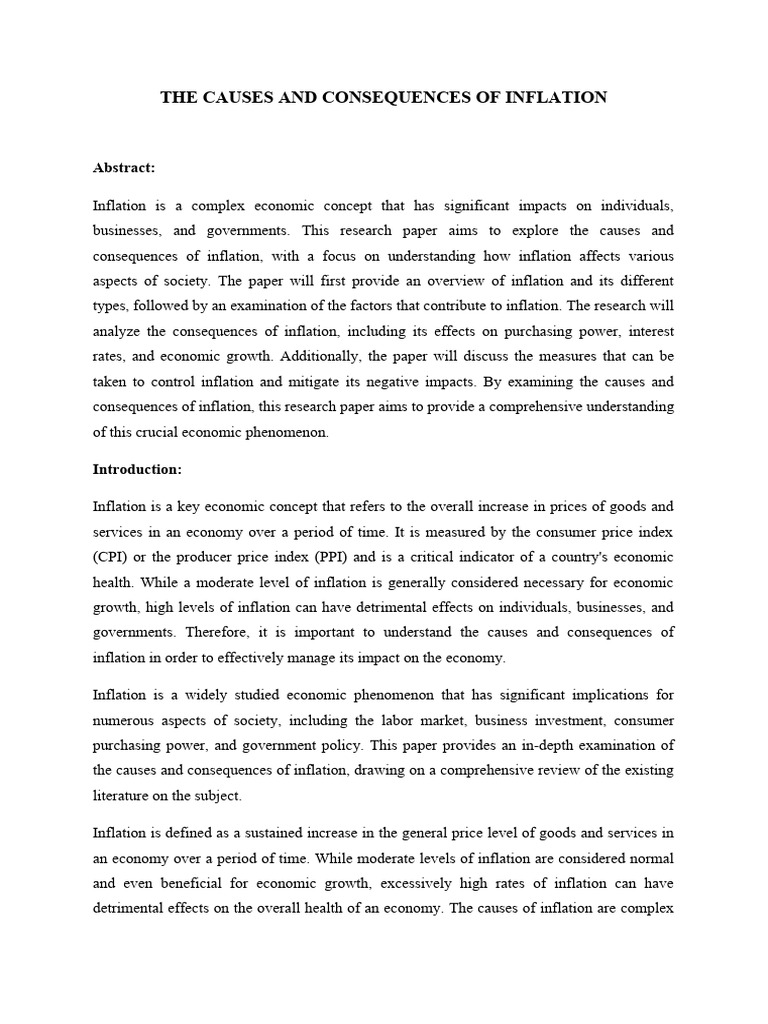 The Causes And Consequences Of Inflation Pdf Cost Of Living Inflation