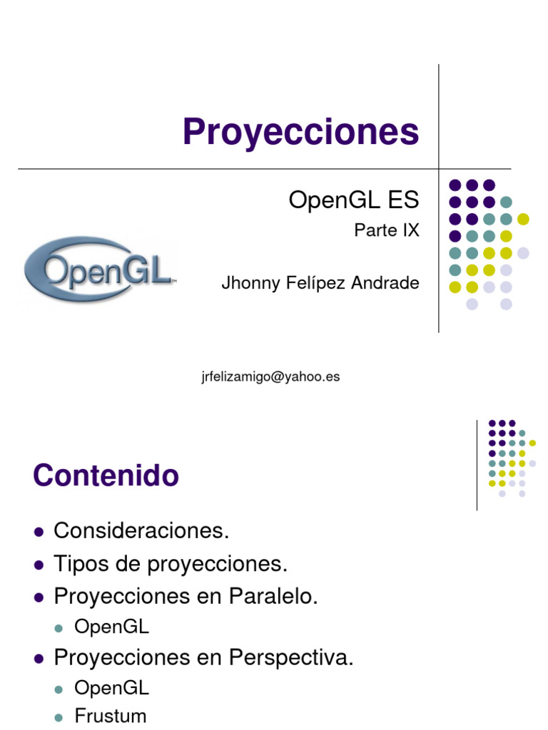 Proyecciones en OpenGL ES: Guía Completa | PDF | Perspectiva (Gráfica ...