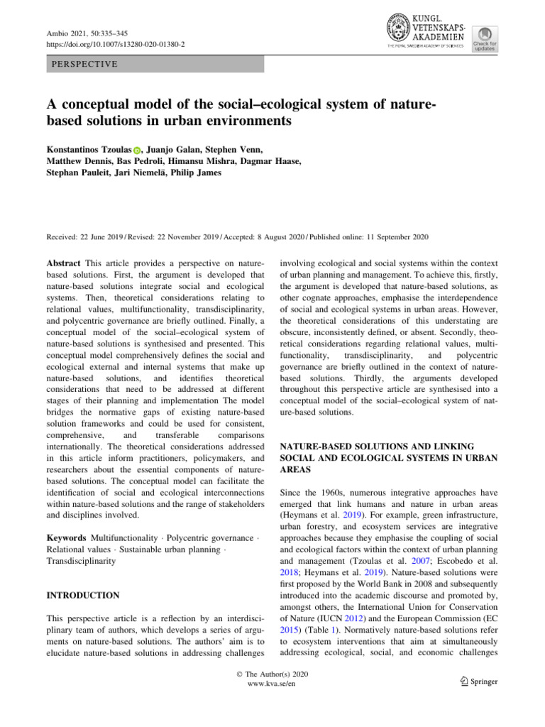 4 A Conceptual Model of The Social-Ecological System of Nature-Based ...