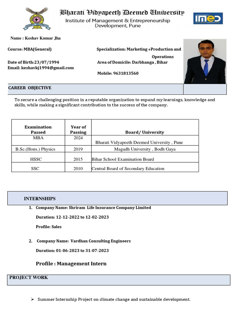 Keshav K Jha Cv Pdf