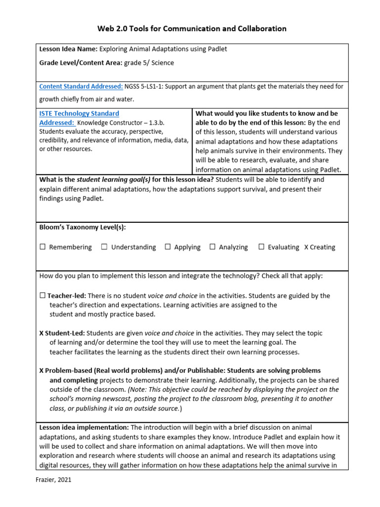 Web 2.0 Communcation and CollaborationTools) LESSON IDEA | PDF ...