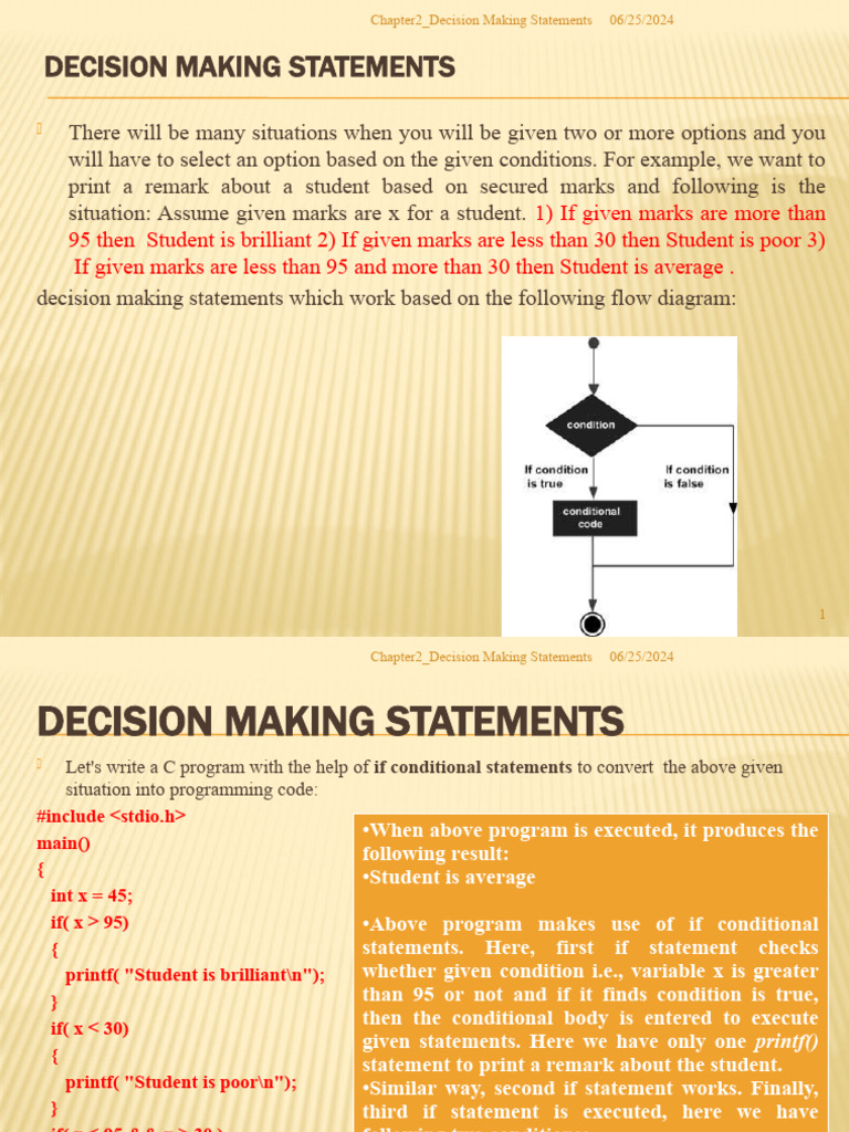 Chapter2-Decision making statements | PDF | Control Flow | Computer Science
