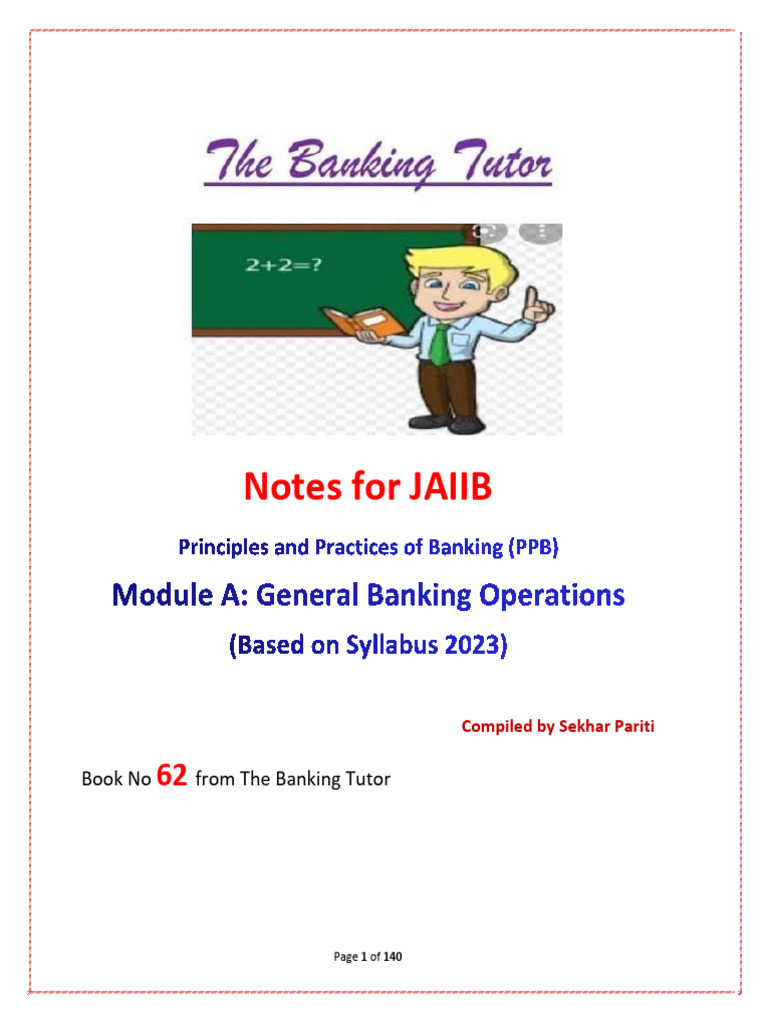 JAIIB PPB Module A Study Notes 2023 | PDF | Banks | Cheque
