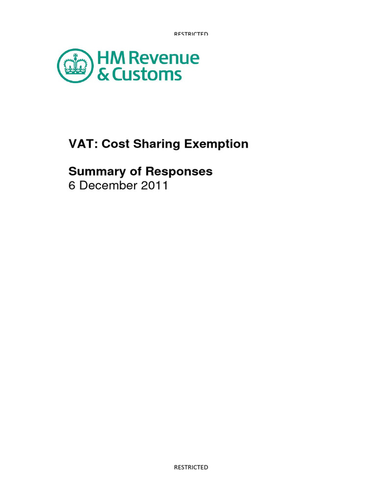 Summary+of+Responses_+VAT_+Cost+Sharing+Exemption PDF Value Added