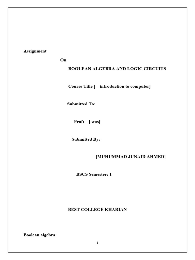 Assignment Computer | PDF | Boolean Algebra | Teaching Mathematics